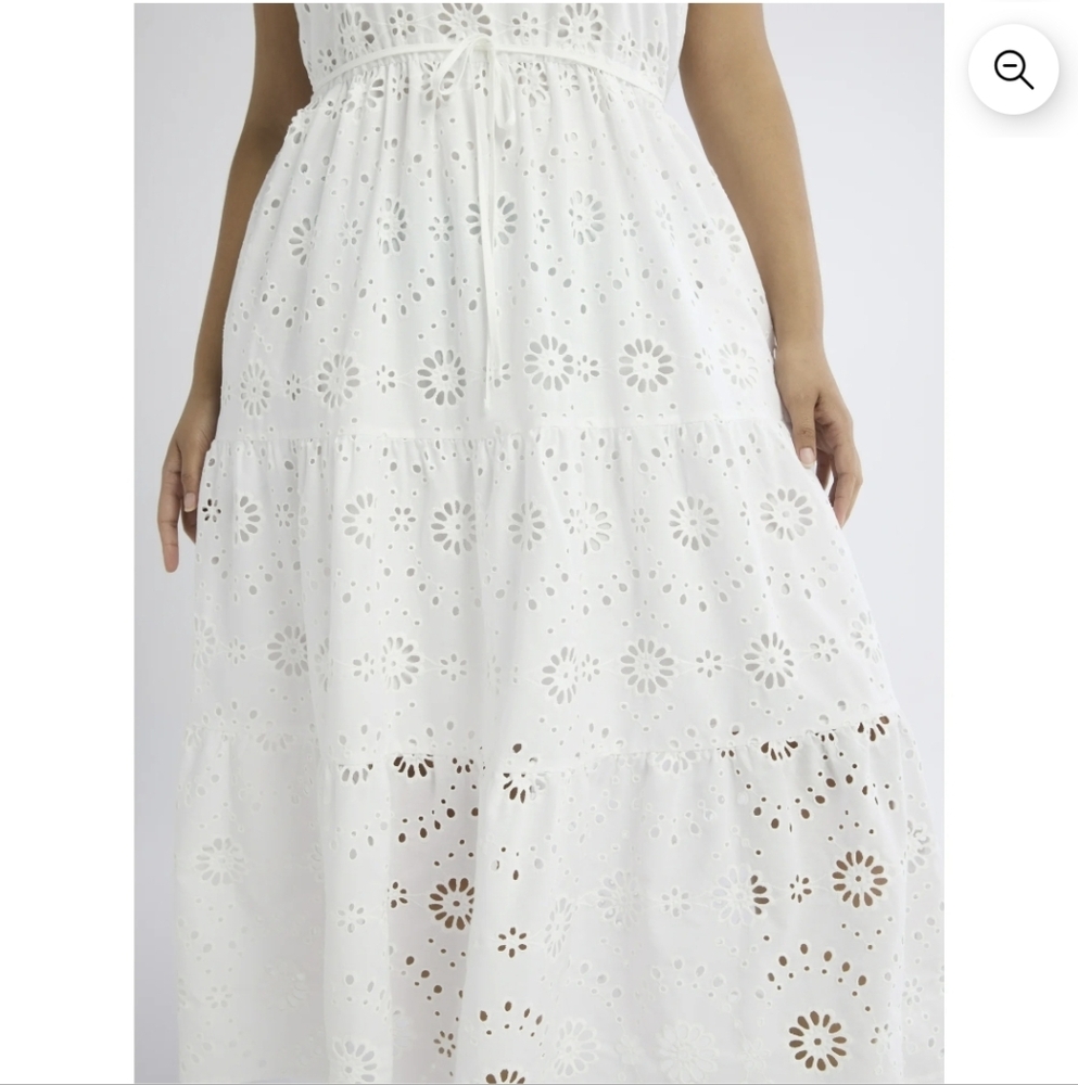 Elegant White Eyelet Halter Dress - Picture 4 of 8